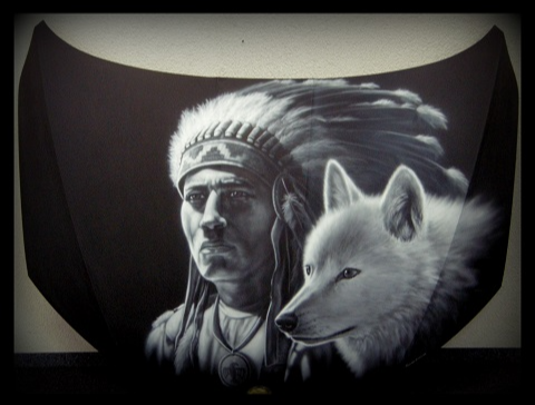 Indianer,Wolf,Airbrush